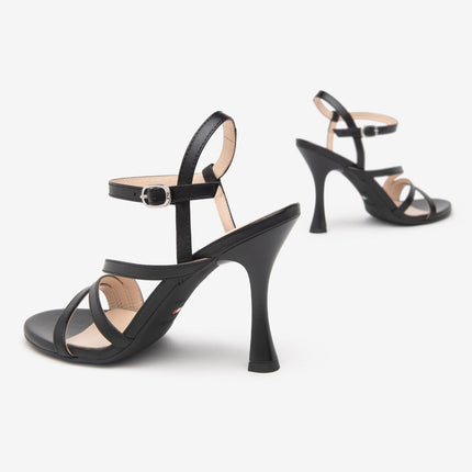 Nero Giardini Sandali Donna Tacco Alto Rocchetto in Pelle Nera - MARIO SPATARELLA