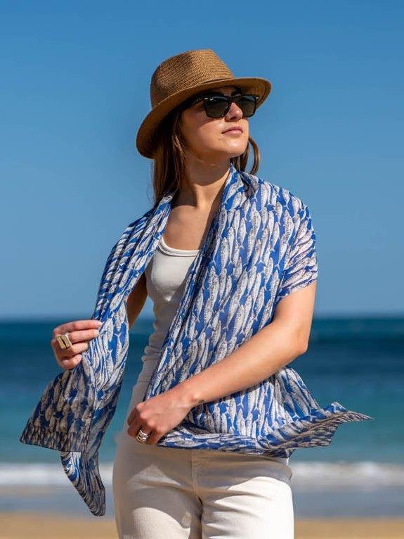 Foulard in Cotone Stampato Fantasia Blu - MARIO SPATARELLA