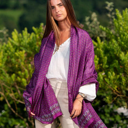 Foulard Pareo in Seta Stampa Viola - MARIO SPATARELLA