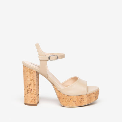 Nero Giardini Sandali Donna con Tacco Sughero in Pelle Lino - MARIO SPATARELLA