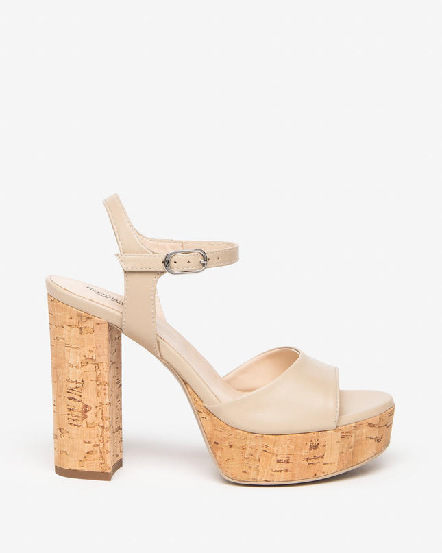 Nero Giardini Sandali Donna con Tacco Sughero in Pelle Lino - MARIO SPATARELLA