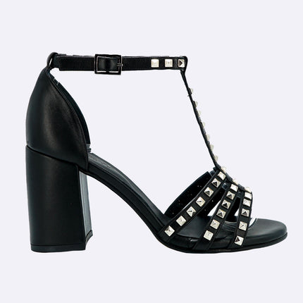 Sandali Donna in Pelle Nero Tacco Alto - MARIO SPATARELLA