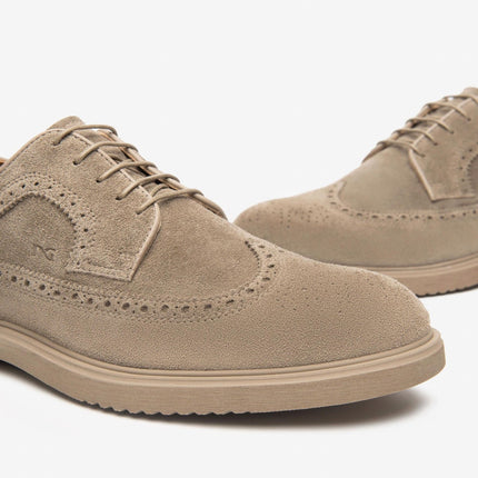 Nero Giardini Francesine Uomo Oxford Monogramma in Camoscio Talpa - MARIO SPATARELLA