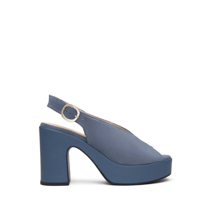 Nero Giardini Sandali Donna Spuntato con Tacco e Plateau in Camoscio Avio - MARIO SPATARELLA