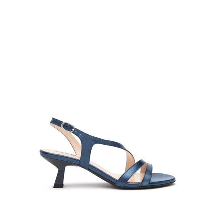 Nero Giardini Sandali Donna Tacco Svasato in Pelle Blu Oceano - MARIO SPATARELLA