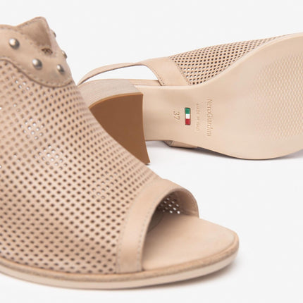 Nero Giardini Sandali Donna con Tacco in Pelle Champagne Traforata - MARIO SPATARELLA