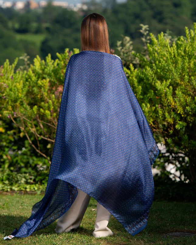 Foulard Pareo in Seta Stampa Blu - MARIO SPATARELLA