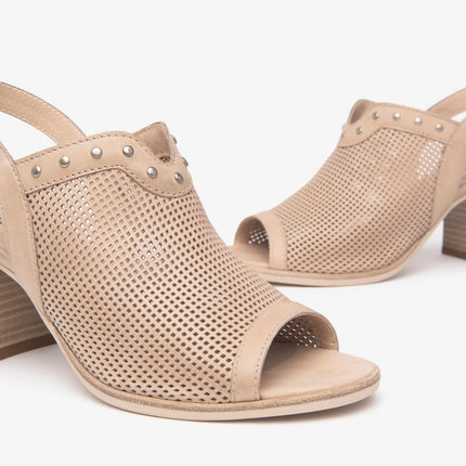 Nero Giardini Sandali Donna con Tacco in Pelle Champagne Traforata - MARIO SPATARELLA