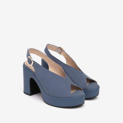 Nero Giardini Sandali Donna Spuntato con Tacco e Plateau in Camoscio Avio - MARIO SPATARELLA