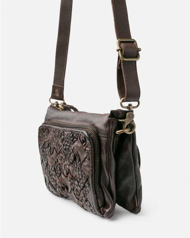 Biba Borsetta a Tracolla in Pelle Intrecciata Marrone - MARIO SPATARELLA