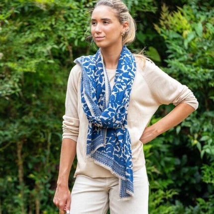 Foulard in Lana Misto Seta Blu - MARIO SPATARELLA