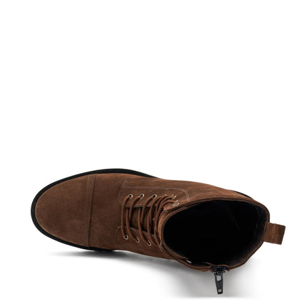 Stivaletto Donna Stringato Alto Camoscio Cacao - MARIO SPATARELLA