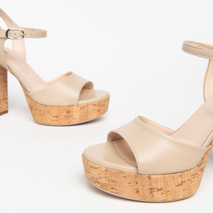 Nero Giardini Sandali Donna con Tacco Sughero in Pelle Lino - MARIO SPATARELLA