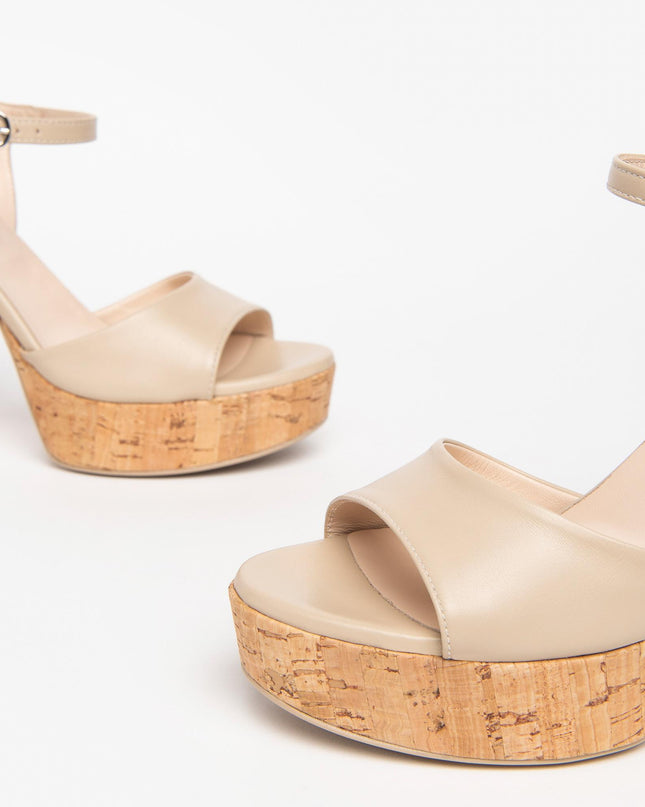 Nero Giardini Sandali Donna con Tacco Sughero in Pelle Lino - MARIO SPATARELLA