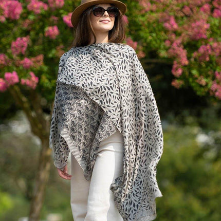 Foulard Pareo in Seta Stampa Nero - MARIO SPATARELLA