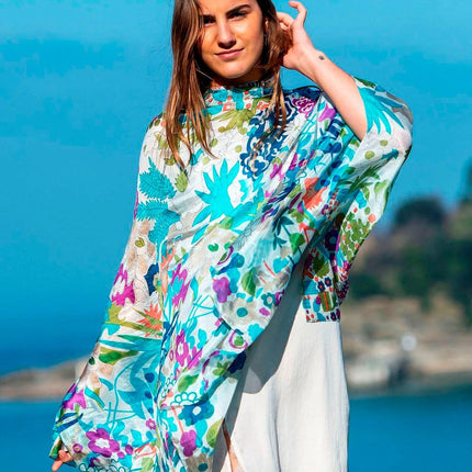 Foulard Pareo in Seta Stampa Viola - MARIO SPATARELLA