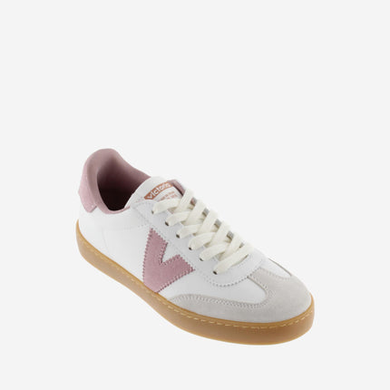 Victoria Sneakers Donna Bassa Pelle Bianco Rosa - MARIO SPATARELLA