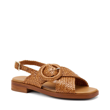 Frau Sandali Donna Bassi in Pelle Intrecciata Cuoio - MARIO SPATARELLA