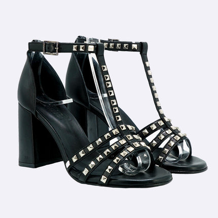 Sandali Donna in Pelle Nero Tacco Alto - MARIO SPATARELLA