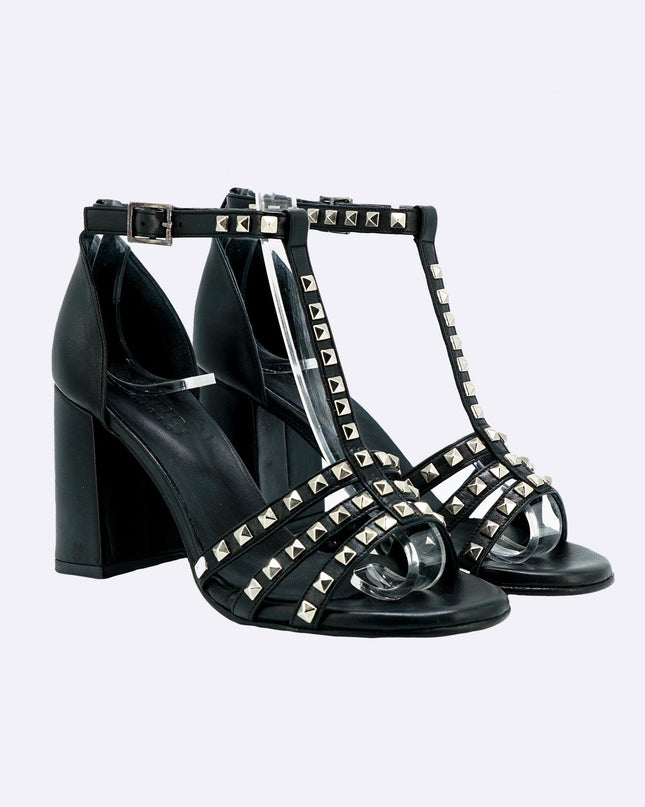 Sandali Donna in Pelle Nero Tacco Alto - MARIO SPATARELLA
