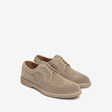 Nero Giardini Francesine Uomo Oxford Monogramma in Camoscio Talpa - MARIO SPATARELLA