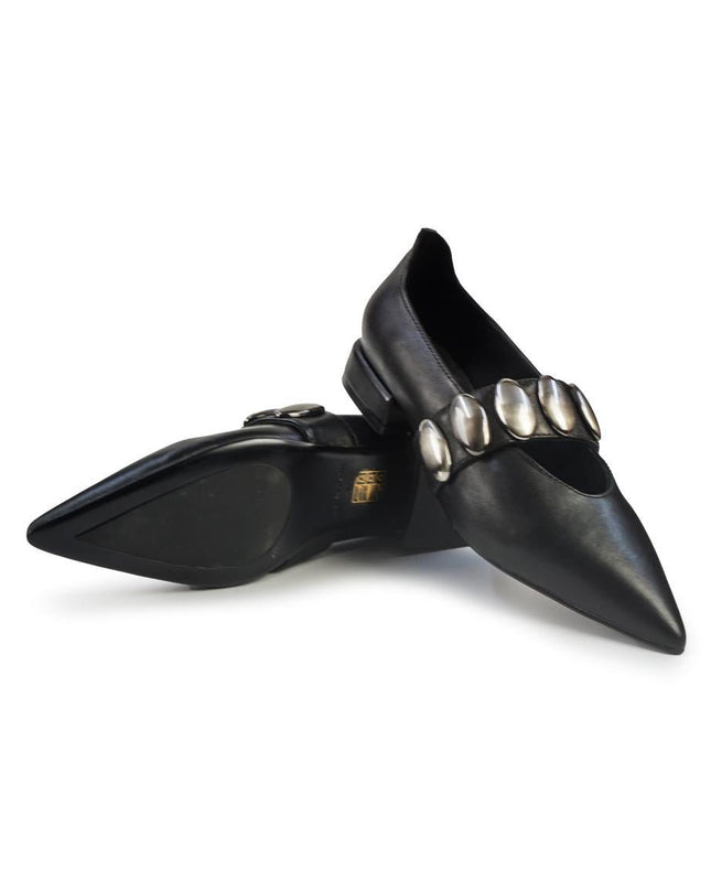 Ballerine Bruno Premi a Punta con Borchie in Pelle Nero - MARIO SPATARELLA