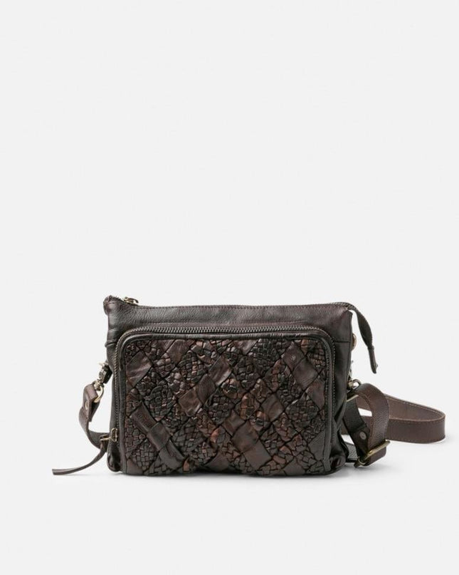 Biba Borsetta a Tracolla in Pelle Intrecciata Marrone - MARIO SPATARELLA