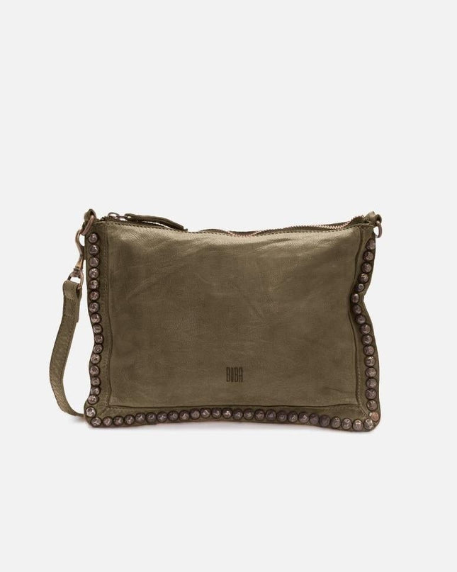 Biba Pochette con Borchie e Tracolla in Pelle Verde - MARIO SPATARELLA