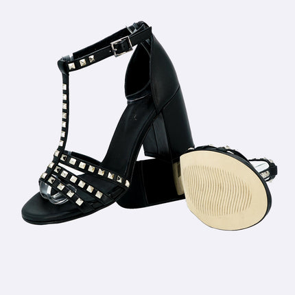 Sandali Donna in Pelle Nero Tacco Alto - MARIO SPATARELLA