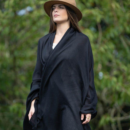 Scialle Lana Misto Seta Nero - MARIO SPATARELLA