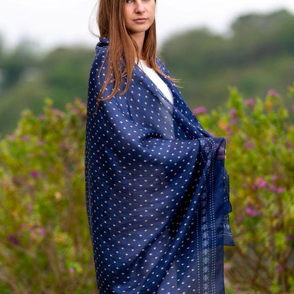 Foulard Pareo in Seta Stampa Blu - MARIO SPATARELLA