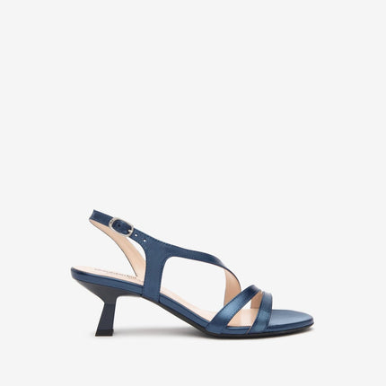 Nero Giardini Sandali Donna Tacco Svasato in Pelle Blu Oceano - MARIO SPATARELLA