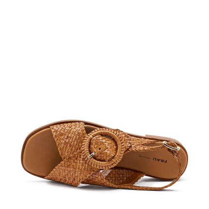 Frau Sandali Donna Bassi in Pelle Intrecciata Cuoio - MARIO SPATARELLA