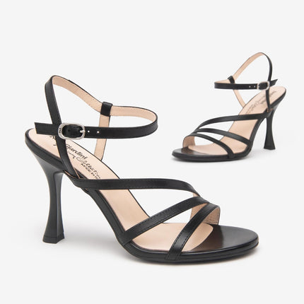 Nero Giardini Sandali Donna Tacco Alto Rocchetto in Pelle Nera - MARIO SPATARELLA