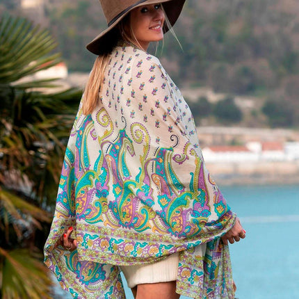 Foulard Pareo in Cotone Stampato Fantasia Viola - MARIO SPATARELLA