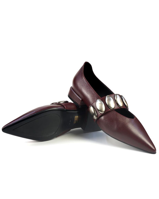 Ballerine Bruno Premi a Punta con Borchie in Pelle Bordo - MARIO SPATARELLA