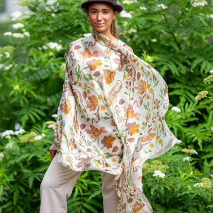 Foulard Pareo in Seta Stampa Marrone - MARIO SPATARELLA