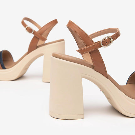 Nero Giardini Sandali Donna con Tacco Alto e Plateau in Pelle Jeans - MARIO SPATARELLA