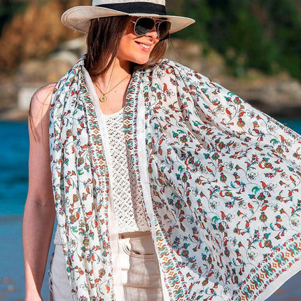 Foulard Pareo in Cotone Stampato Fantasia Rosso - MARIO SPATARELLA