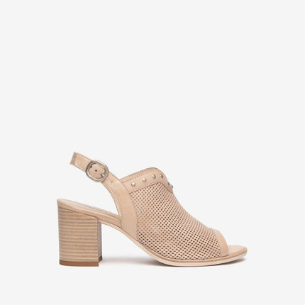 Nero Giardini Sandali Donna con Tacco in Pelle Champagne Traforata - MARIO SPATARELLA