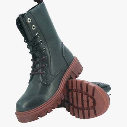Anfibi Donna in Pelle Nera SEATTLE LACE HI BLACK / BRICK Wrangler 