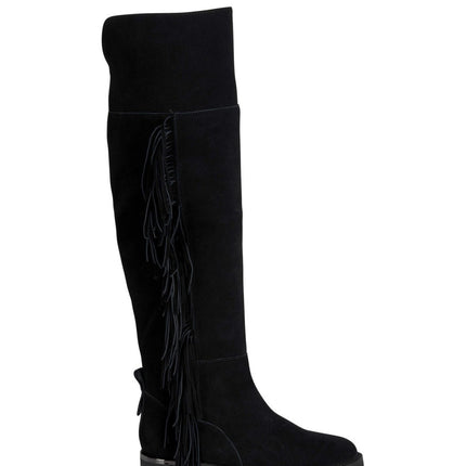 Stivali al Ginocchio con Frange Camoscio Nero I240782 CROSTA BLACK Alma en Pena 