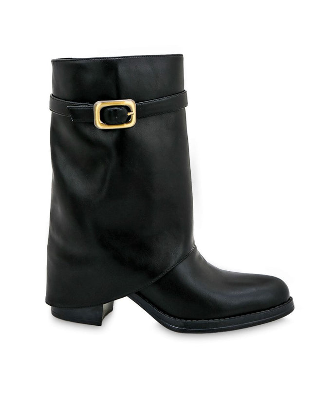 Mezzo Stivale Donna Tex con Risvolto in Ecopelle Nero 2478-04 BLACK Exe 