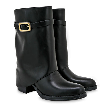 Mezzo Stivale Donna Tex con Risvolto in Ecopelle Nero 2478-04 BLACK Exe 