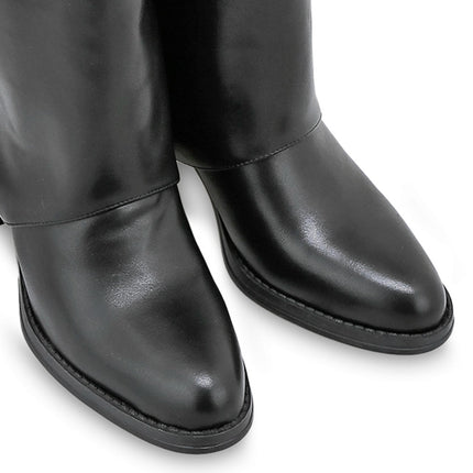 Mezzo Stivale Donna Tex con Risvolto in Ecopelle Nero 2478-04 BLACK Exe 