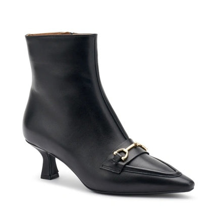 Stivaletti Donna Pelle Nera Tacco Rocchetto 64N4 BLACK Frau 