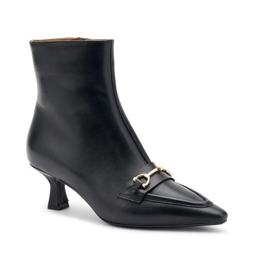 Stivaletti Donna Pelle Nera Tacco Rocchetto 64N4 BLACK Frau 