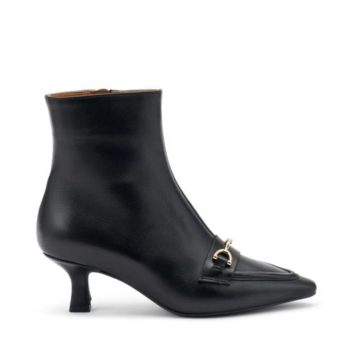 Stivaletti Donna Pelle Nera Tacco Rocchetto 64N4 BLACK Frau 
