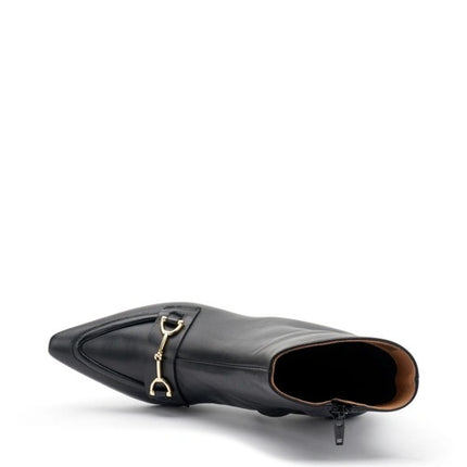 Stivaletti Donna Pelle Nera Tacco Rocchetto 64N4 BLACK Frau 