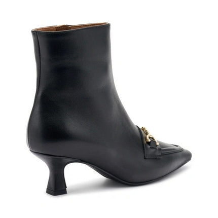 Stivaletti Donna Pelle Nera Tacco Rocchetto 64N4 BLACK Frau 